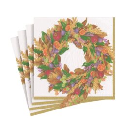 caspari autumn wreath paper napkins uai