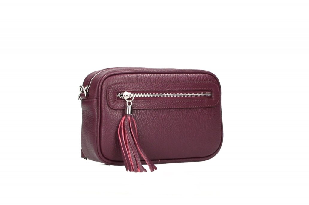 handtasche leder fransen anhaenger bordeaux uai