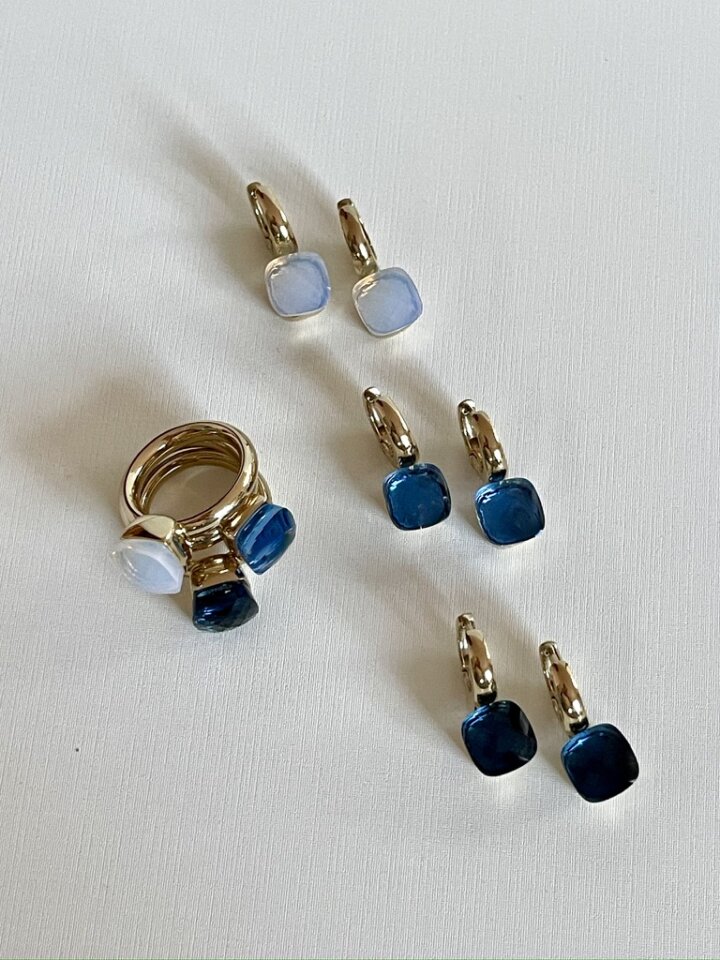 qudo ring ohrringe blau uai