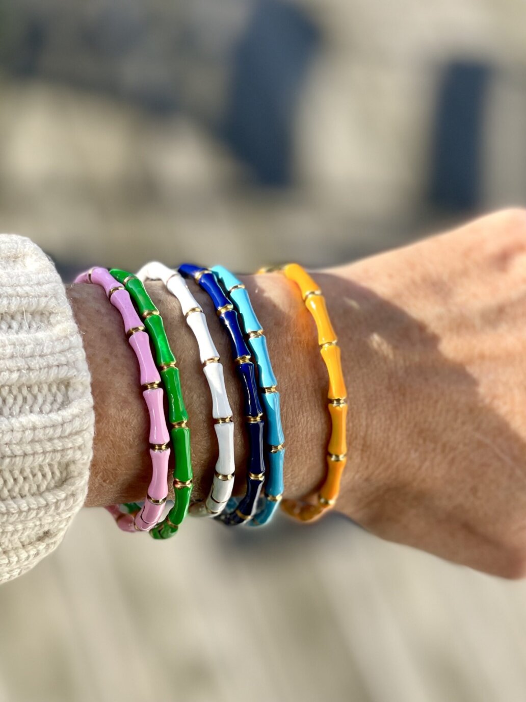 emaille armreifen bambus bunt scaled uai