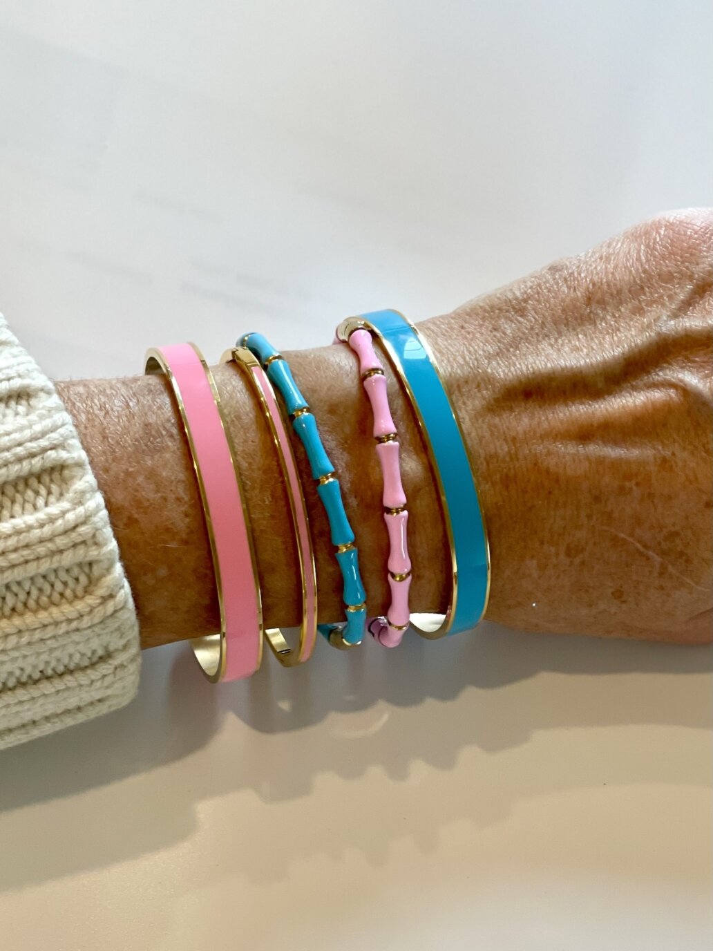 emaille armreifen rosa tuerkis uai